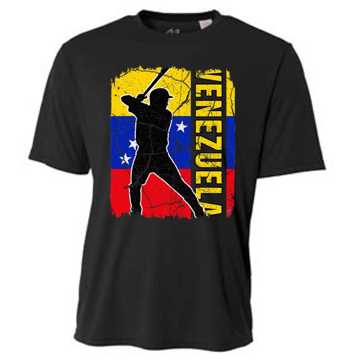 Venezuelan Baseball Player Venezuela Flag Baseball Fans Cooling Performance Crew T-Shirt