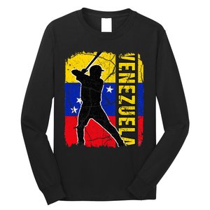 Venezuelan Baseball Player Venezuela Flag Baseball Fans Long Sleeve Shirt