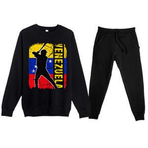 Venezuelan Baseball Player Venezuela Flag Baseball Fans Premium Crewneck Sweatsuit Set