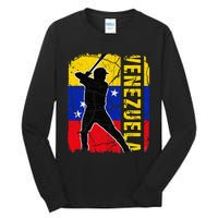 Venezuelan Baseball Player Venezuela Flag Baseball Fans Tall Long Sleeve T-Shirt