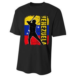 Venezuelan Baseball Player Venezuela Flag Baseball Fans Performance Sprint T-Shirt