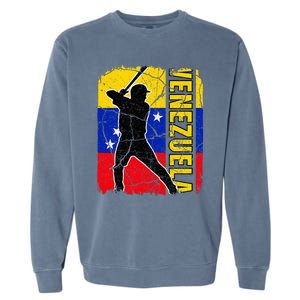 Venezuelan Baseball Player Venezuela Flag Baseball Fans Garment-Dyed Sweatshirt