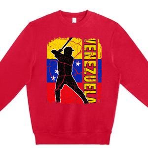 Venezuelan Baseball Player Venezuela Flag Baseball Fans Premium Crewneck Sweatshirt