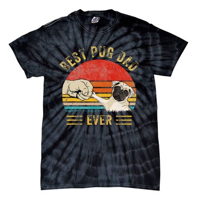 Vintage Best Pug Dad Ever Pug Lover Father's Day Tie-Dye T-Shirt