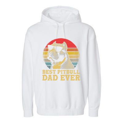 Vintage Best Pitbull Terrier Dad Ever Dog Lovers Funny Gift Garment-Dyed Fleece Hoodie