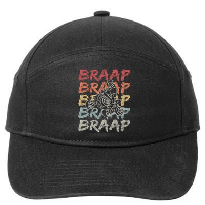 Vintage Braap Quad Biker Gift I Atv Four Wheeler Quad Bike Gift 7-Panel Snapback Hat