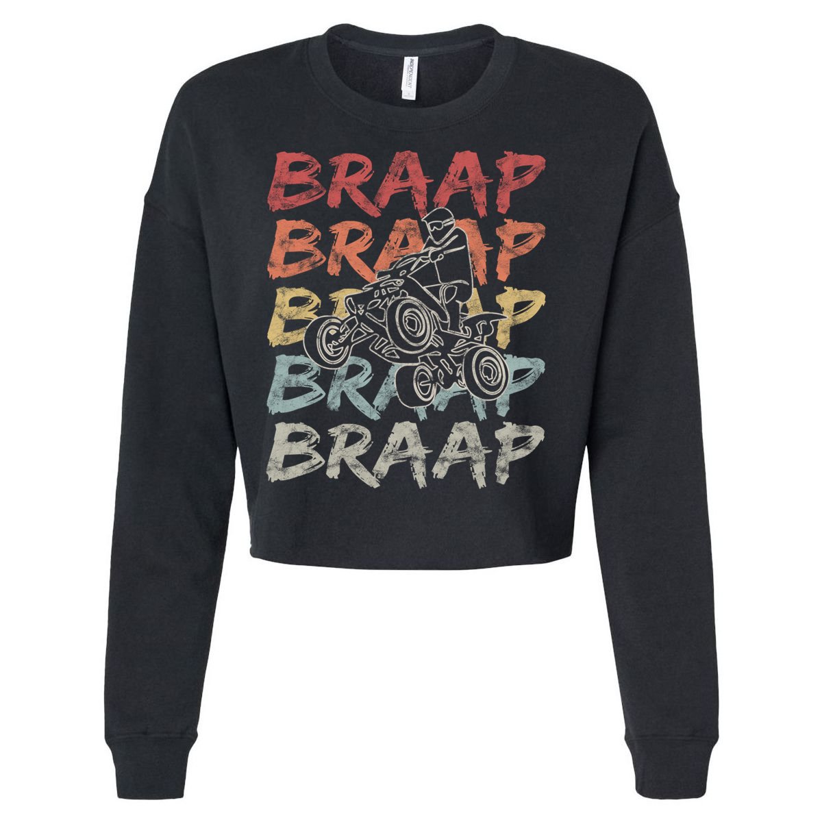 Vintage Braap Quad Biker Gift I Atv Four Wheeler Quad Bike Gift Cropped Pullover Crew