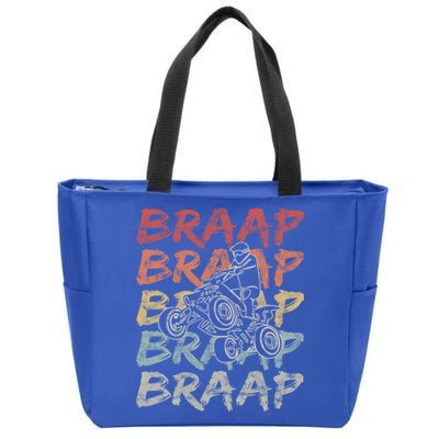 Vintage Braap Quad Biker Gift I Atv Four Wheeler Quad Bike Gift Zip Tote Bag