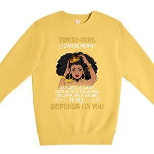 Virgo Black Queen August September Birthday Funny Gift Premium Crewneck Sweatshirt