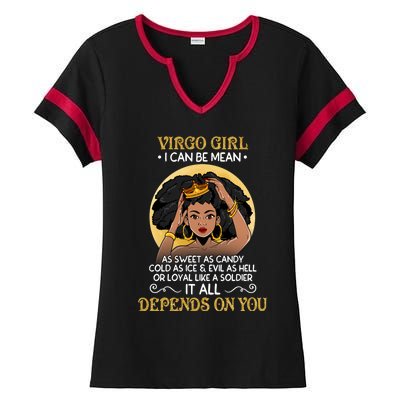 Virgo Black Queen August September Birthday Funny Gift Ladies Halftime Notch Neck Tee