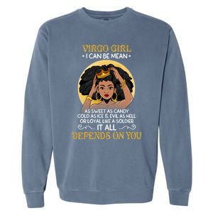 Virgo Black Queen August September Birthday Funny Gift Garment-Dyed Sweatshirt