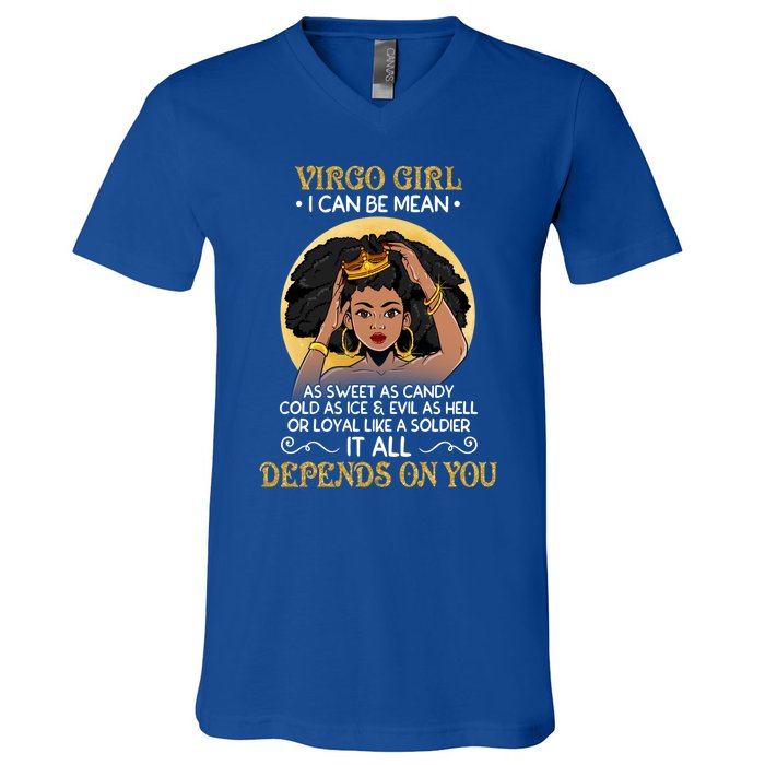 Virgo Black Queen August September Birthday Funny Gift V-Neck T-Shirt