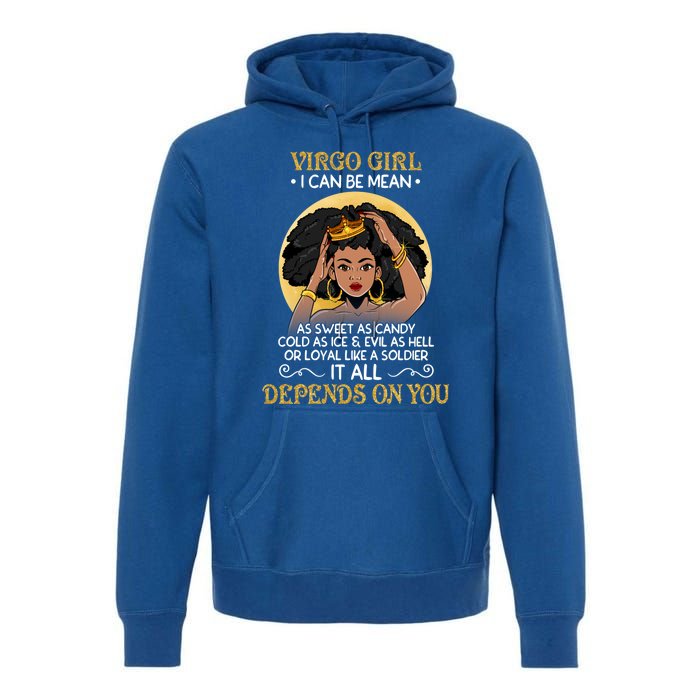 Virgo Black Queen August September Birthday Funny Gift Premium Hoodie