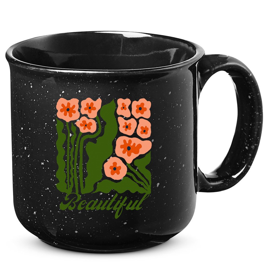 Vintage Blossoms Retro Flower Power 15oz Campfire Ceramic Mug