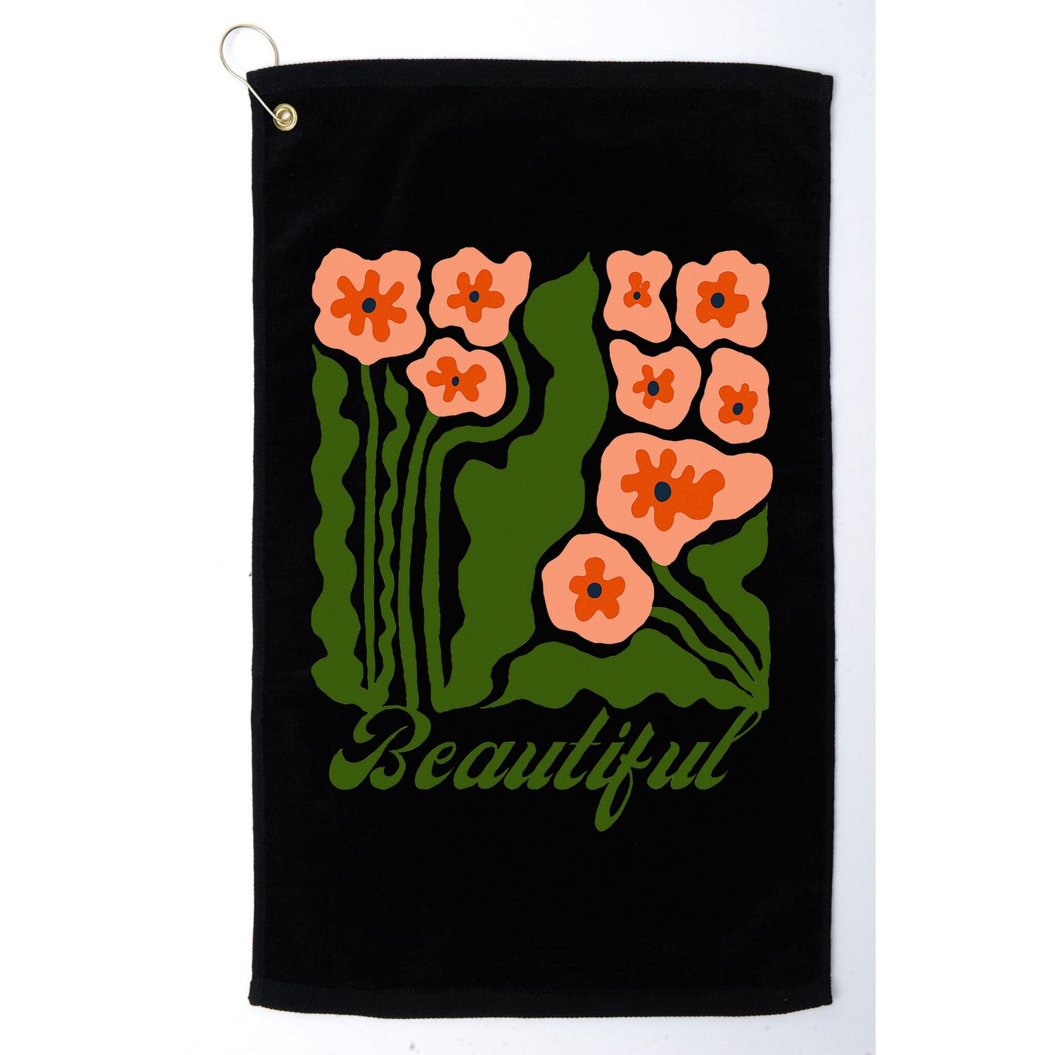 Vintage Blossoms Retro Flower Power Golf Towel
