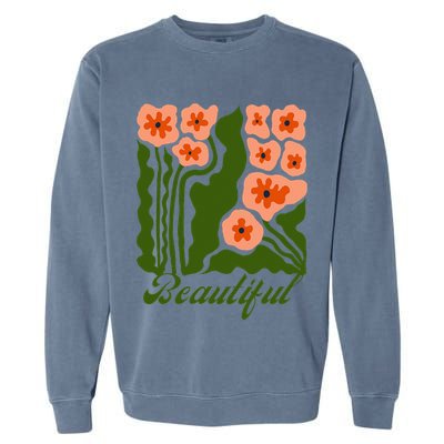 Vintage Blossoms Retro Flower Power Garment-Dyed Sweatshirt