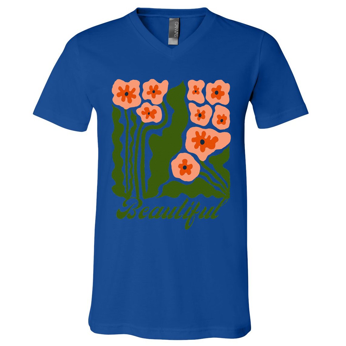 Vintage Blossoms Retro Flower Power V-Neck T-Shirt