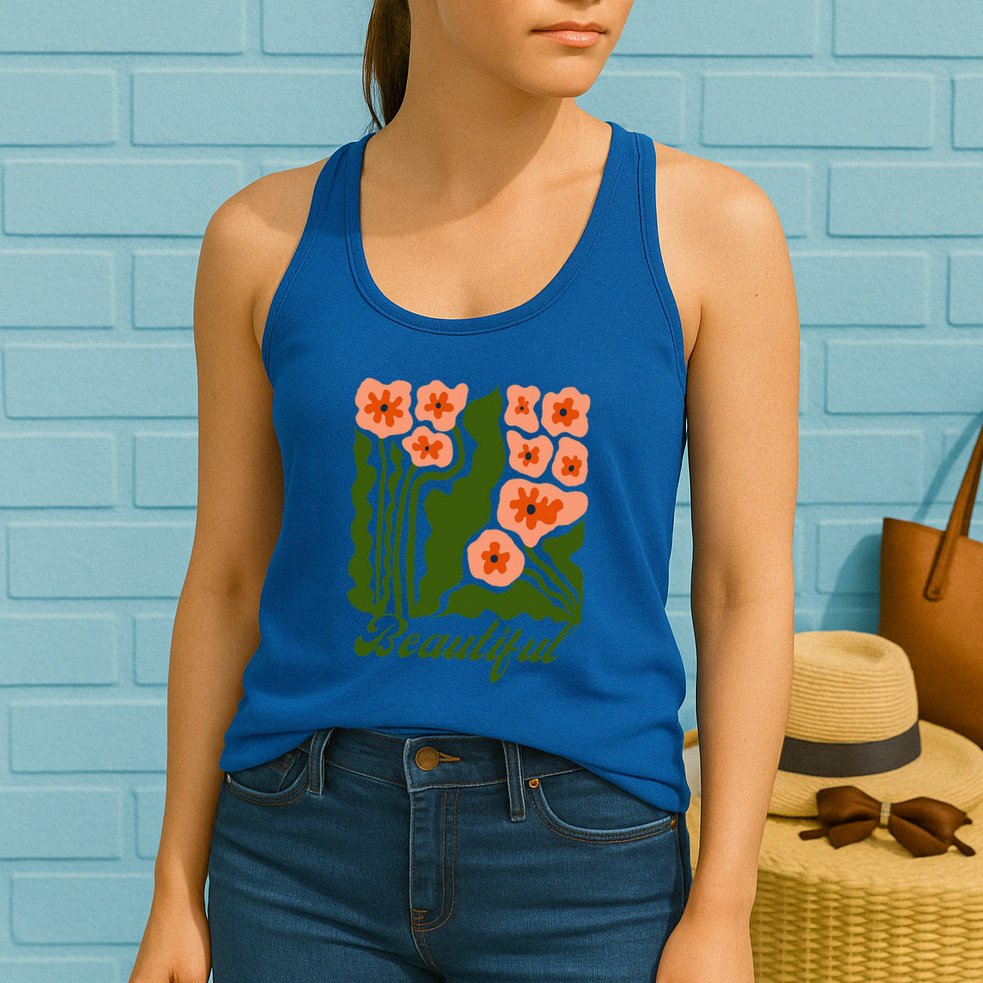 Vintage Blossoms Retro Flower Power Womens Tank Top