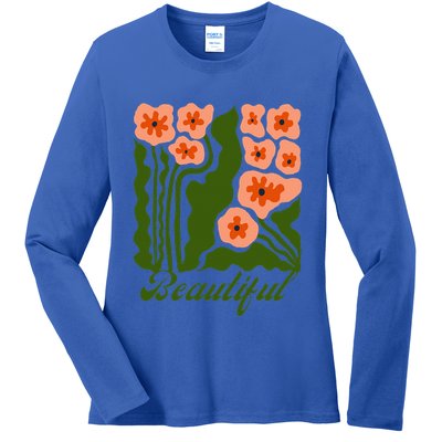 Vintage Blossoms Retro Flower Power Ladies Long Sleeve Shirt