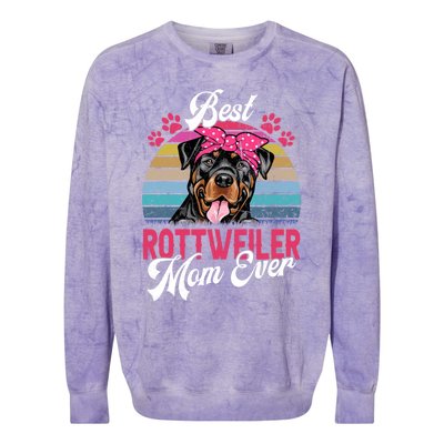 Vintage Best Rottweiler Mom Ever Gift Colorblast Crewneck Sweatshirt