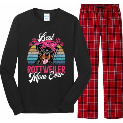 Vintage Best Rottweiler Mom Ever Gift Long Sleeve Pajama Set