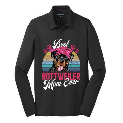 Vintage Best Rottweiler Mom Ever Gift Silk Touch Performance Long Sleeve Polo