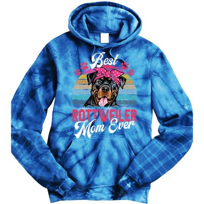 Vintage Best Rottweiler Mom Ever Gift Tie Dye Hoodie