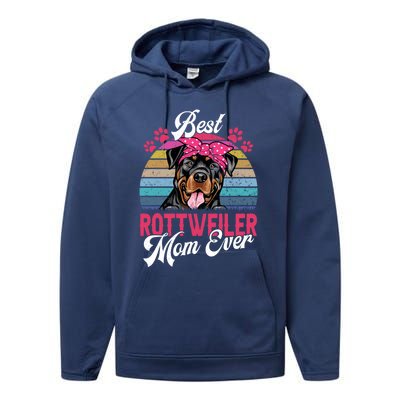 Vintage Best Rottweiler Mom Ever Gift Performance Fleece Hoodie