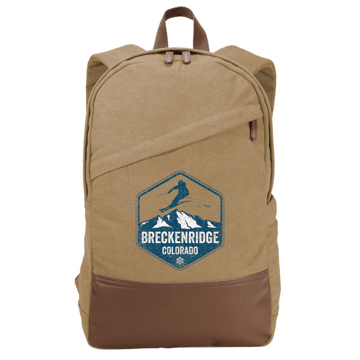 Vintage Breckenridge Retro Logo Ski Cotton Canvas Backpack
