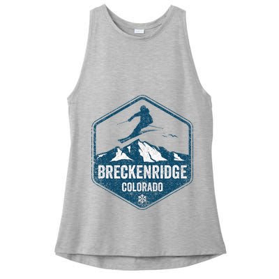 Vintage Breckenridge Retro Logo Ski Ladies PosiCharge Tri-Blend Wicking Tank