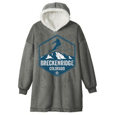 Vintage Breckenridge Retro Logo Ski Hooded Wearable Blanket