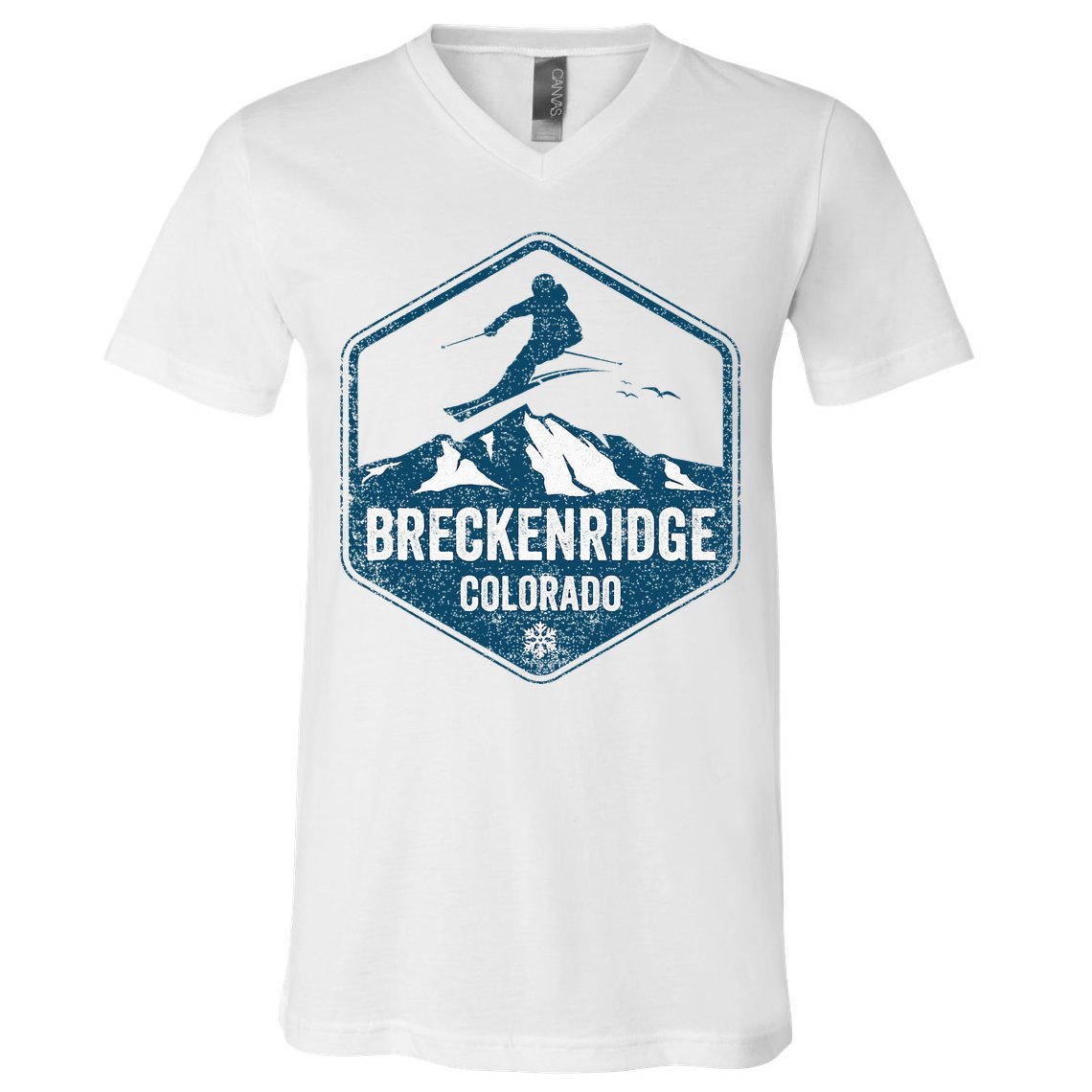 Vintage Breckenridge Retro Logo Ski V-Neck T-Shirt