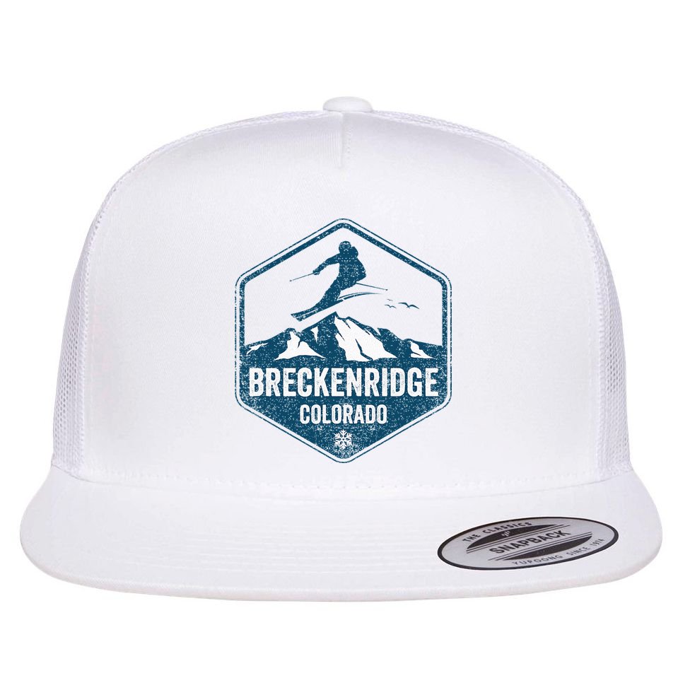 Vintage Breckenridge Retro Logo Ski Flat Bill Trucker Hat