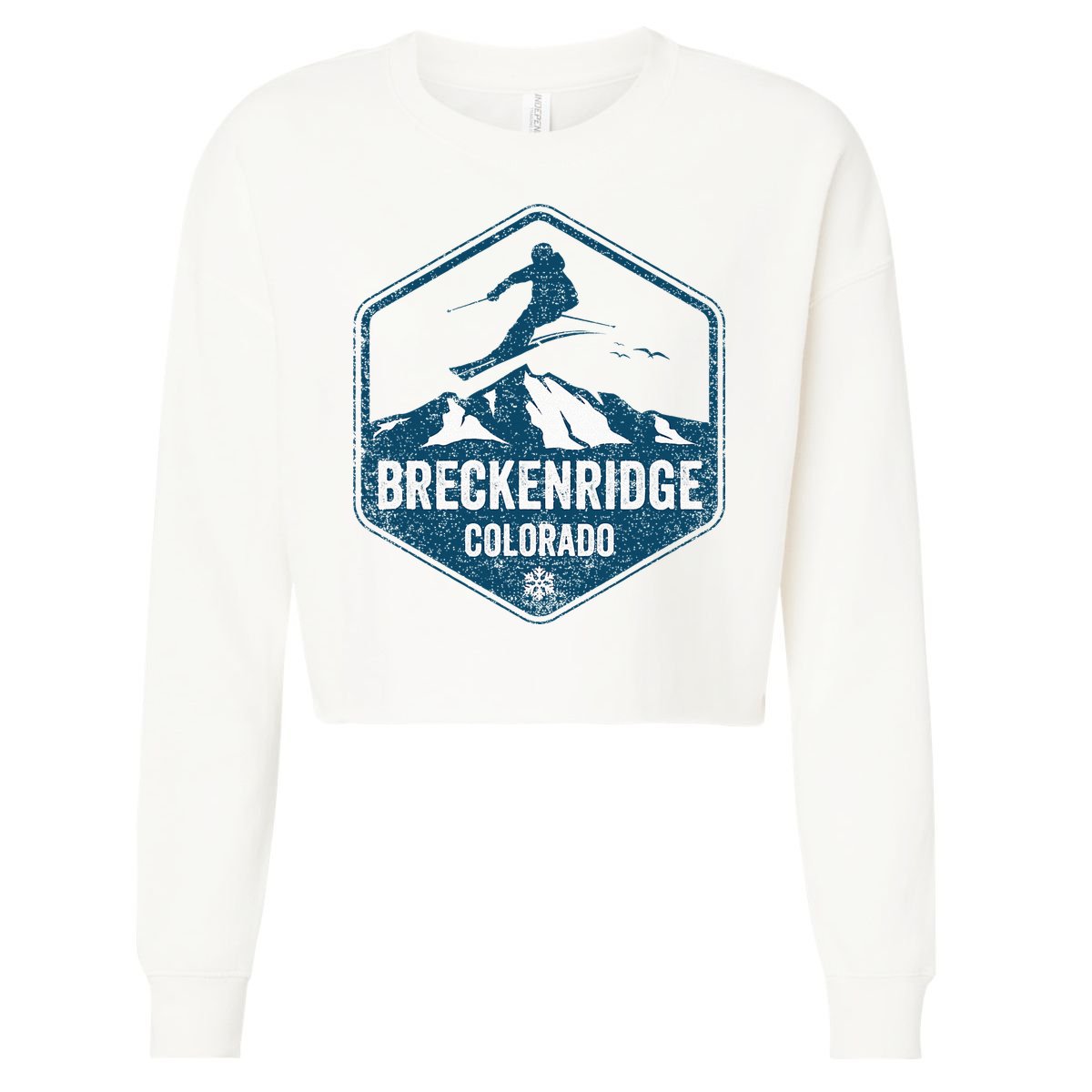 Vintage Breckenridge Retro Logo Ski Cropped Pullover Crew