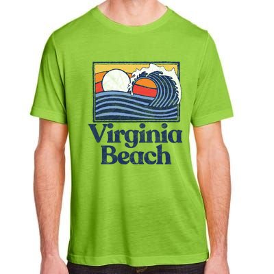 Virginia Beach Retro Surfer Vintage Beach And Wave Graphic Great Gift Adult ChromaSoft Performance T-Shirt