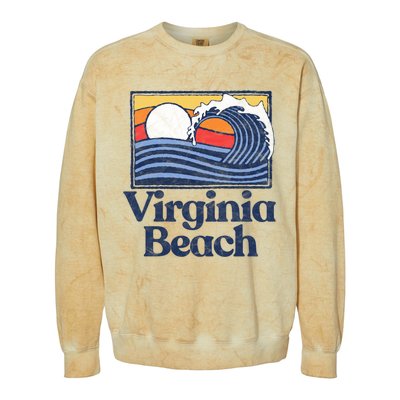 Virginia Beach Retro Surfer Vintage Beach And Wave Graphic Great Gift Colorblast Crewneck Sweatshirt