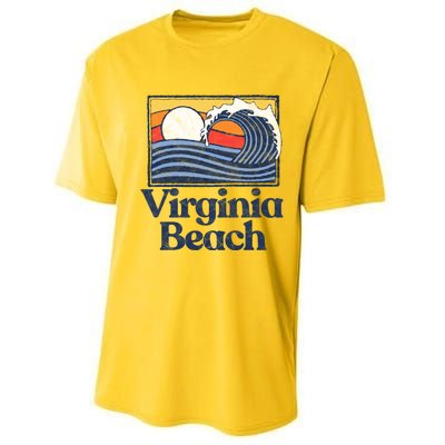 Virginia Beach Retro Surfer Vintage Beach And Wave Graphic Great Gift Performance Sprint T-Shirt