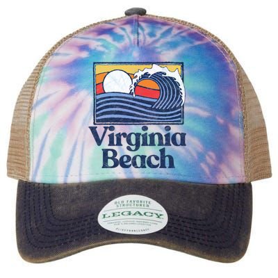 Virginia Beach Retro Surfer Vintage Beach And Wave Graphic Great Gift Legacy Tie Dye Trucker Hat