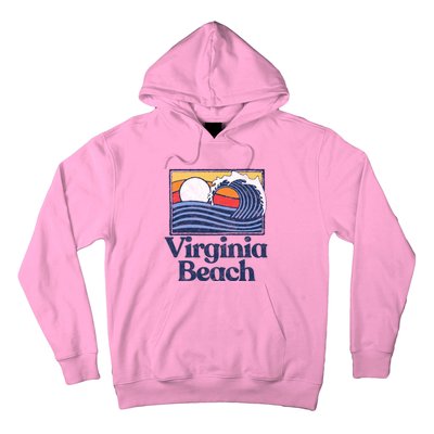 Virginia Beach Retro Surfer Vintage Beach And Wave Graphic Great Gift Hoodie