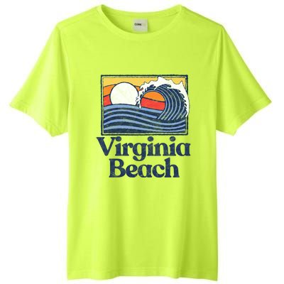 Virginia Beach Retro Surfer Vintage Beach And Wave Graphic Great Gift Tall Fusion ChromaSoft Performance T-Shirt