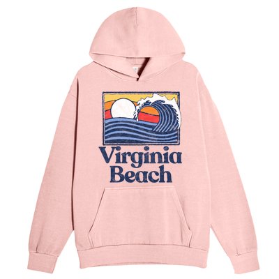 Virginia Beach Retro Surfer Vintage Beach And Wave Graphic Great Gift Urban Pullover Hoodie