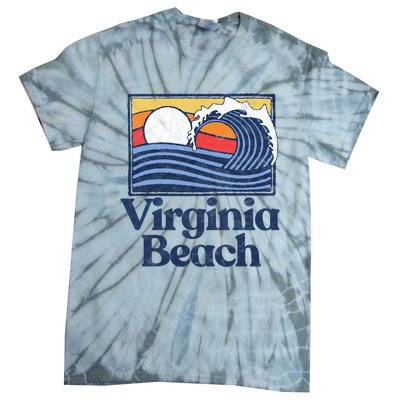 Virginia Beach Retro Surfer Vintage Beach And Wave Graphic Great Gift Tie-Dye T-Shirt