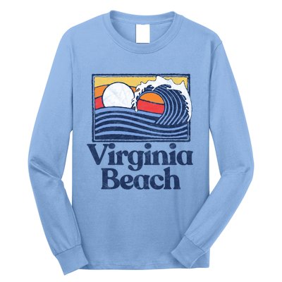 Virginia Beach Retro Surfer Vintage Beach And Wave Graphic Great Gift Long Sleeve Shirt