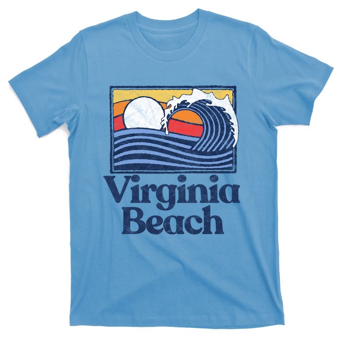 Virginia Beach Retro Surfer Vintage Beach And Wave Graphic Great Gift T-Shirt