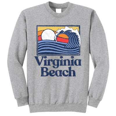 Virginia Beach Retro Surfer Vintage Beach And Wave Graphic Great Gift Sweatshirt