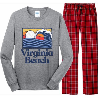 Virginia Beach Retro Surfer Vintage Beach And Wave Graphic Great Gift Long Sleeve Pajama Set