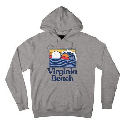 Virginia Beach Retro Surfer Vintage Beach And Wave Graphic Great Gift Tall Hoodie