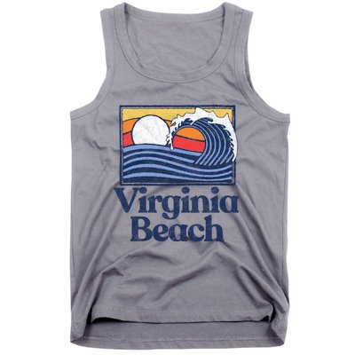 Virginia Beach Retro Surfer Vintage Beach And Wave Graphic Great Gift Tank Top