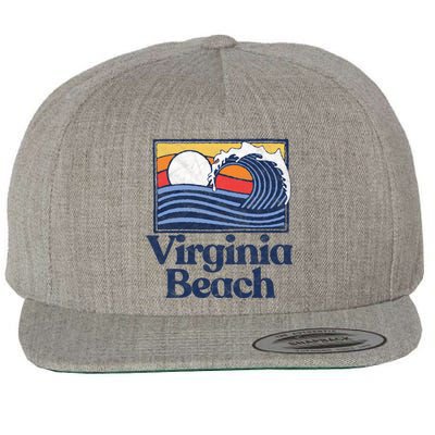 Virginia Beach Retro Surfer Vintage Beach And Wave Graphic Great Gift Wool Snapback Cap