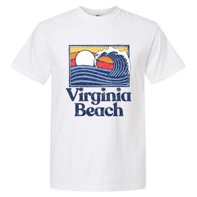 Virginia Beach Retro Surfer Vintage Beach And Wave Graphic Great Gift Garment-Dyed Heavyweight T-Shirt